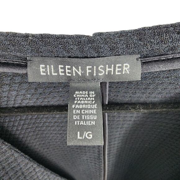 Eileen Fisher System Textured Waffle Knit Pocket Open Front Sweater Size Large - Picture 2 of 4